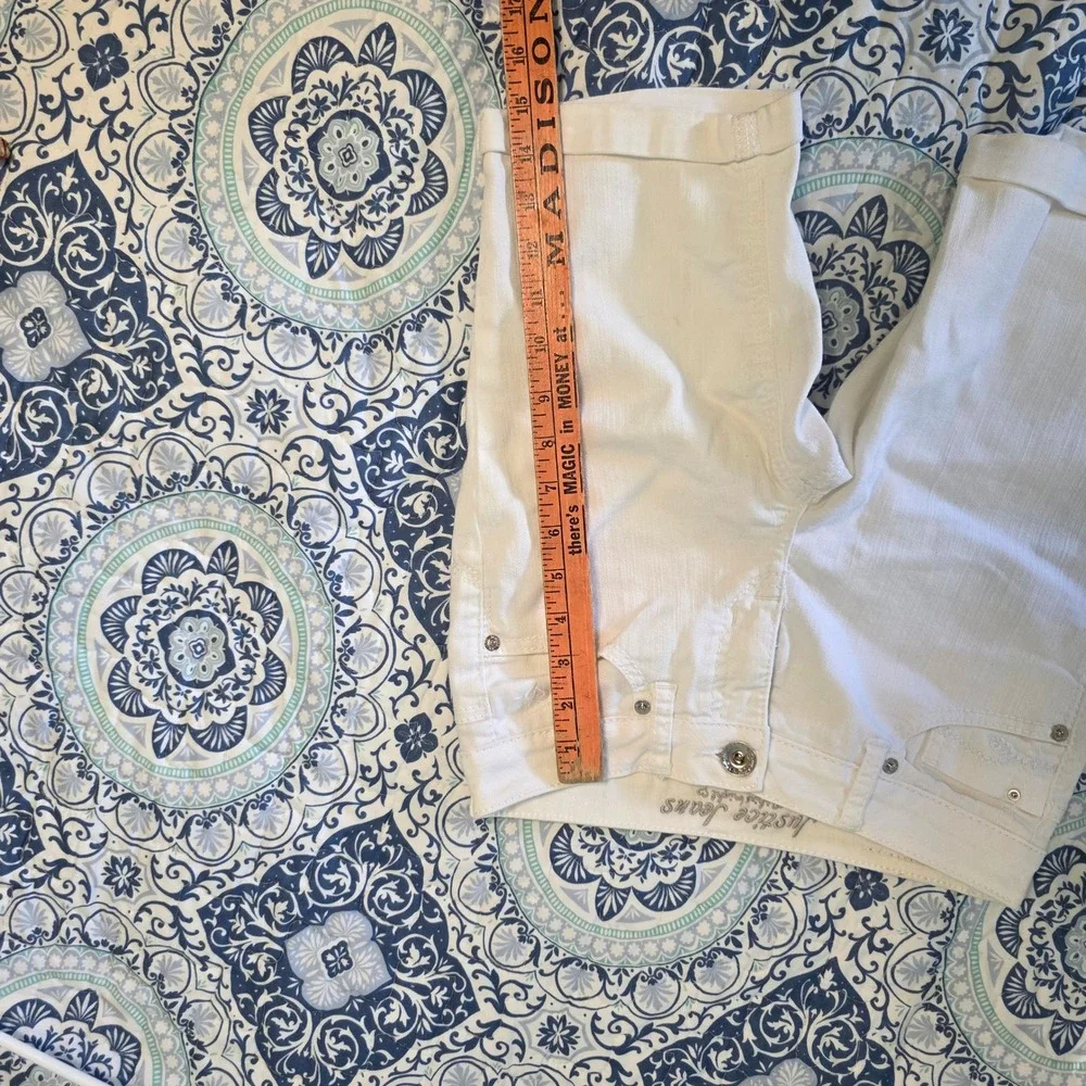 Justice Girls White Denim Bermuda Shorts Size 12R Simply Low Cuffed Hem